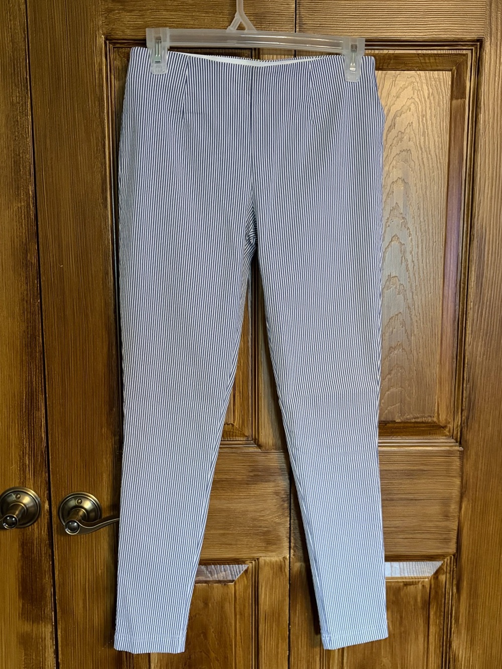 Calvin Klein Navy and White Striped Trousers